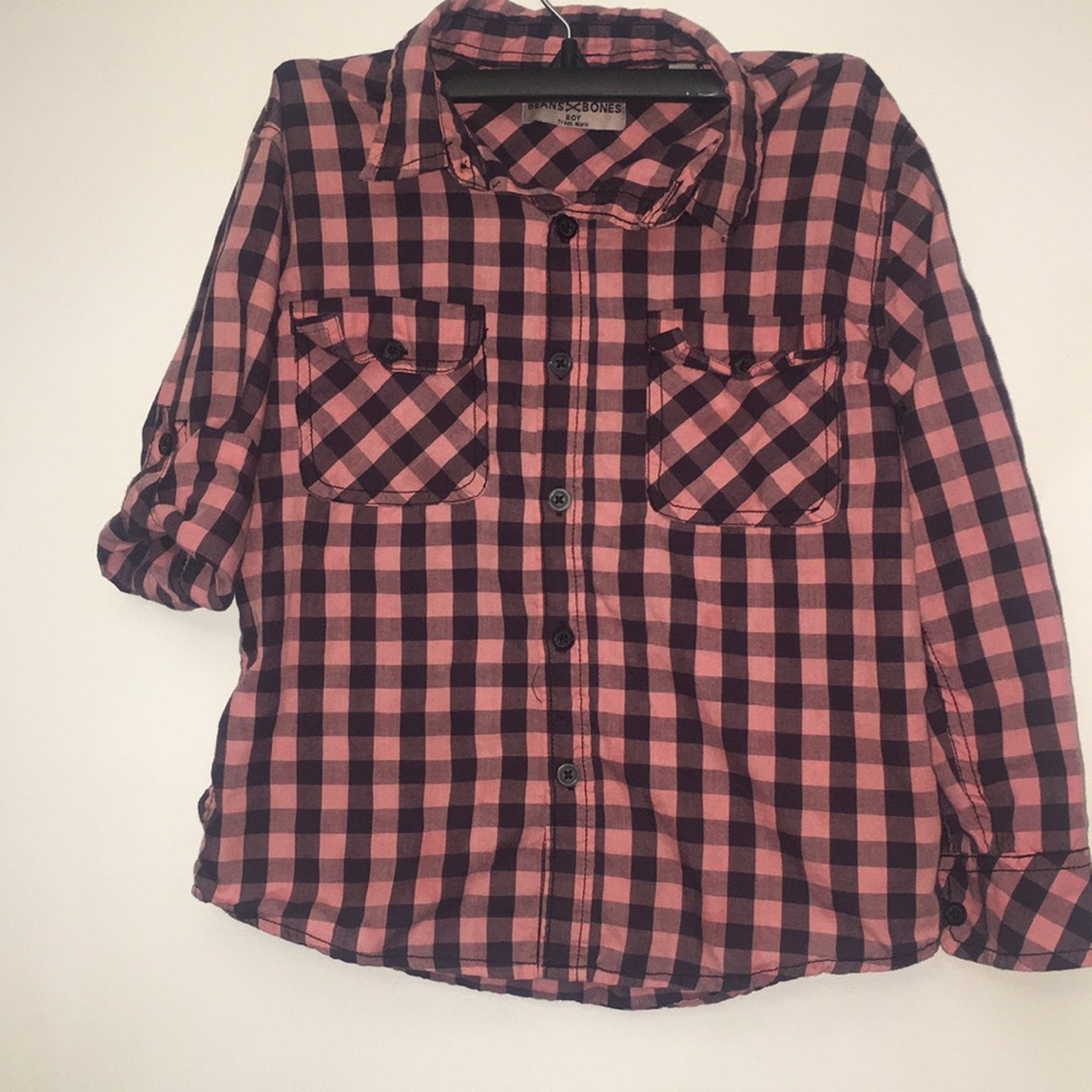 Boys pink and black button down shirt